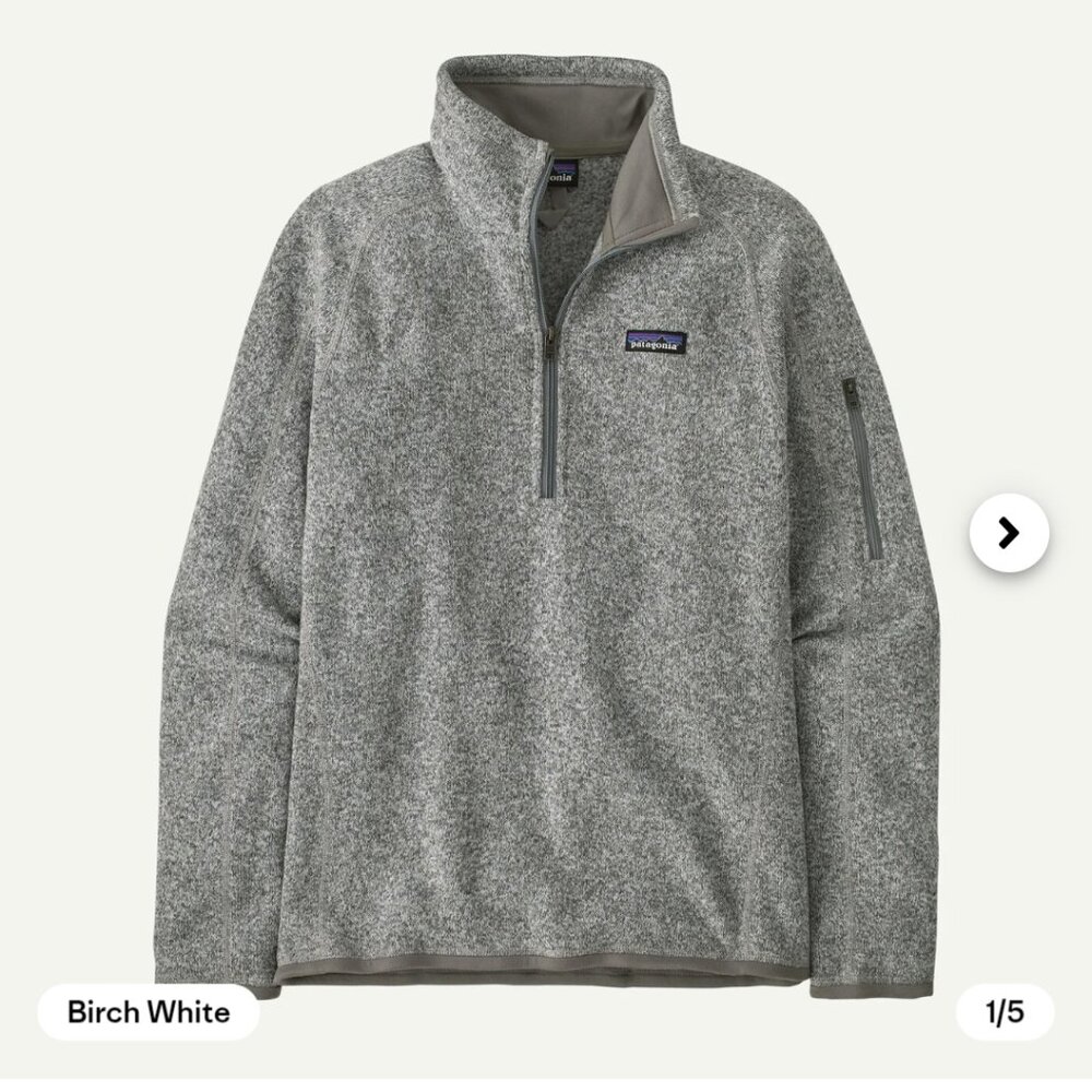Patagonia Better Sweater 1/4 - Zip (NWT, Birch White, size Small)